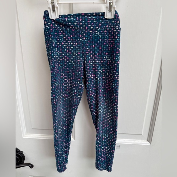 LuLaRoe S/M 4T Girls Blue and Pink Patterned Leggings Pants - Picture 1 of 6